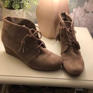 Taupe wedge booties